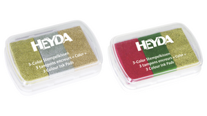 HEYDA Stempelkissen 3 Farben rot dunkelgrün gold / gold silber kupfer stempel
